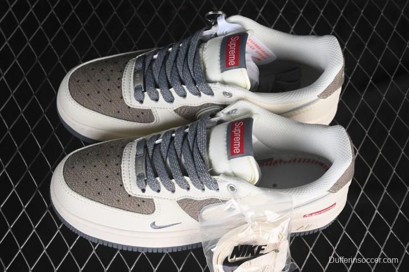 Nike Air Force 1 '07 Low Supreme Collaboration Beige Canvas Casual Sneakers - XX3168-210