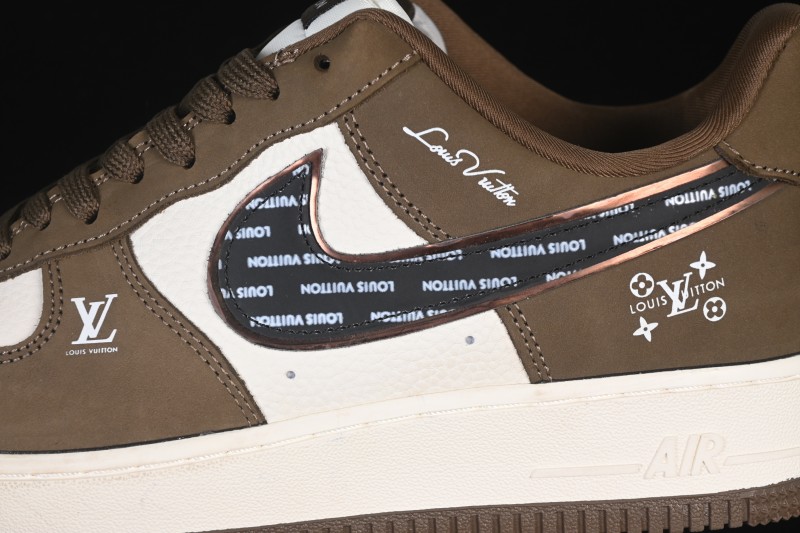 Nike Air Force 1 '07 Low LV Collaboration Military Green Silver Black Casual Sneakers - DK0188-086