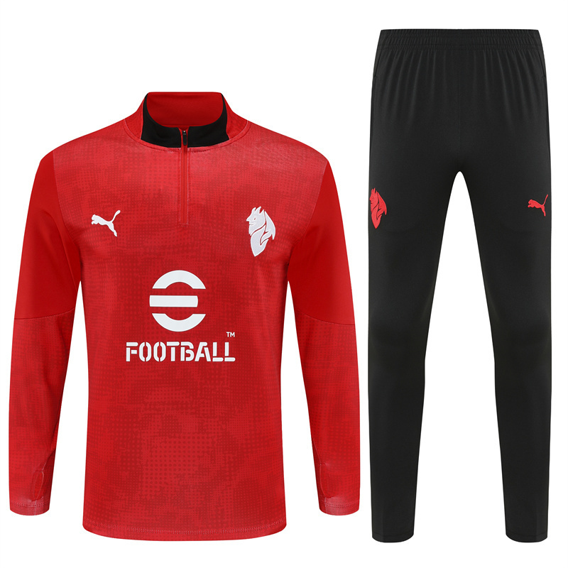 25/26 AC Milan Red Camouflage Half Zipper Jacket+Long Pants