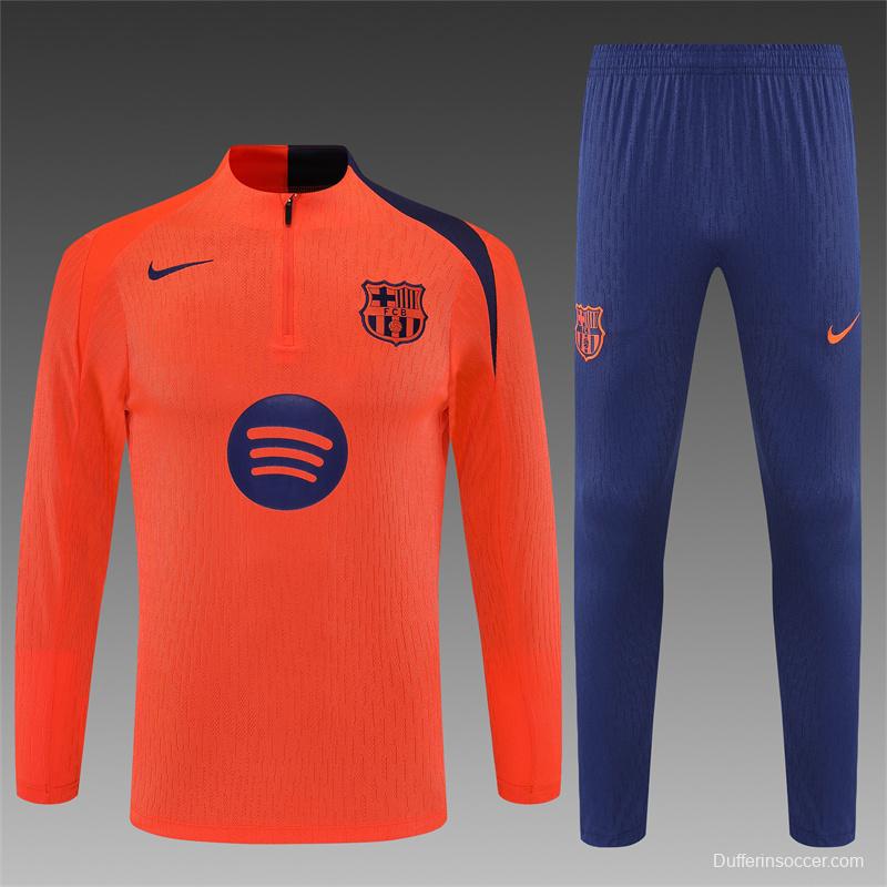 Player Version 25/26 Barcelona Orange T90 Half Zipper Jacket+Long Pants