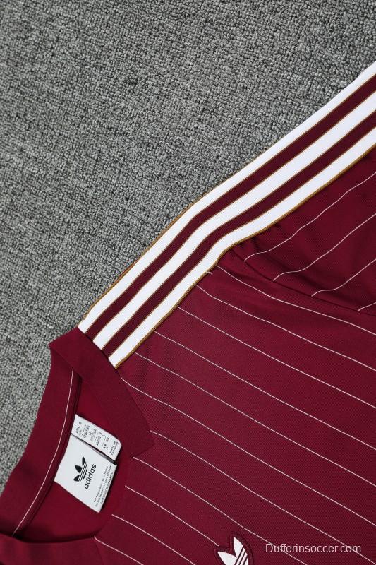 25/26 Arsenal Adidas Original Wine Short Sleeve Jersey+Shorts