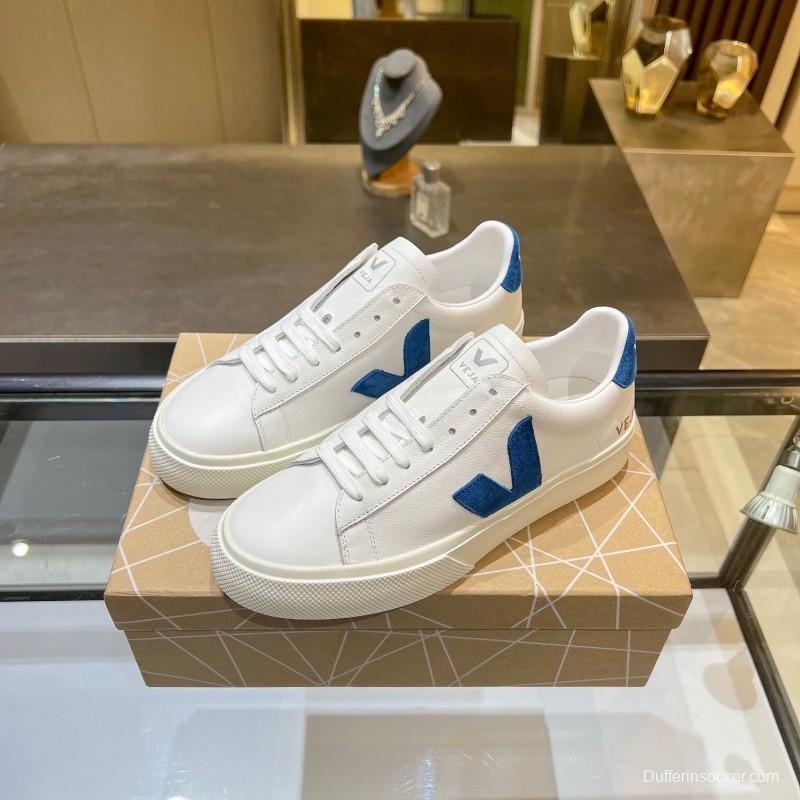 VEJA Classic White Sneakers V Logo Lace-Up Retro Flat Platform Casual Sports Shoes - LY00220