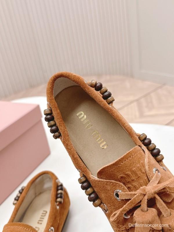 Miu Miu Fall/Winter 2025 Tassel Loafer Mule with Beaded Accents - LY00330