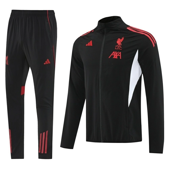 25/26 Liverpool Black S-2XL Half Zipper Jacket+Long Pants