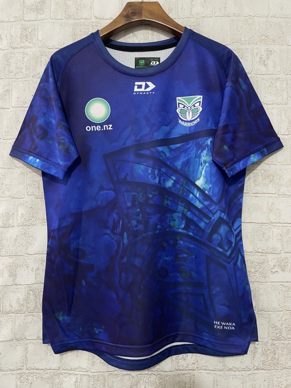 25/26 New Zealand Warriors Blue with Maori Cultural Art Jersey
