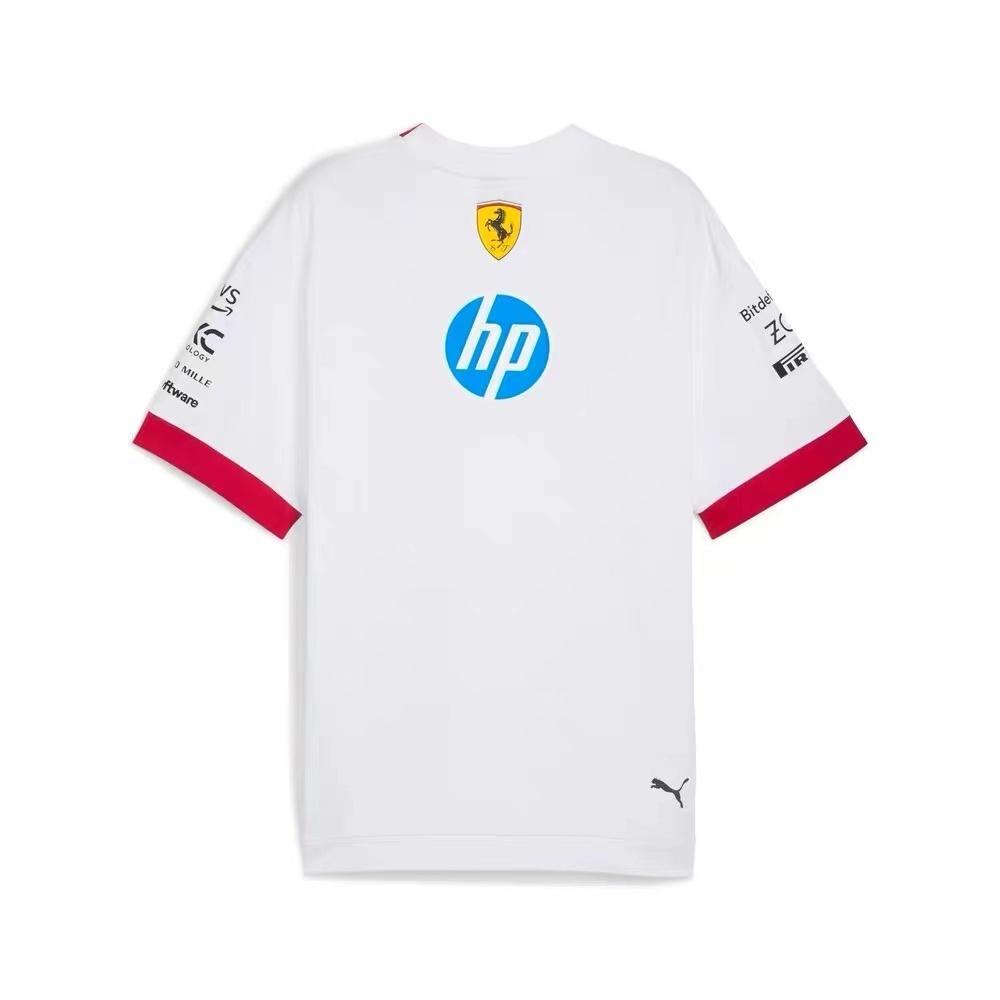 2025 F1 Scuderia Ferrari F1 Team White with Red Trim Crew T-Shirt