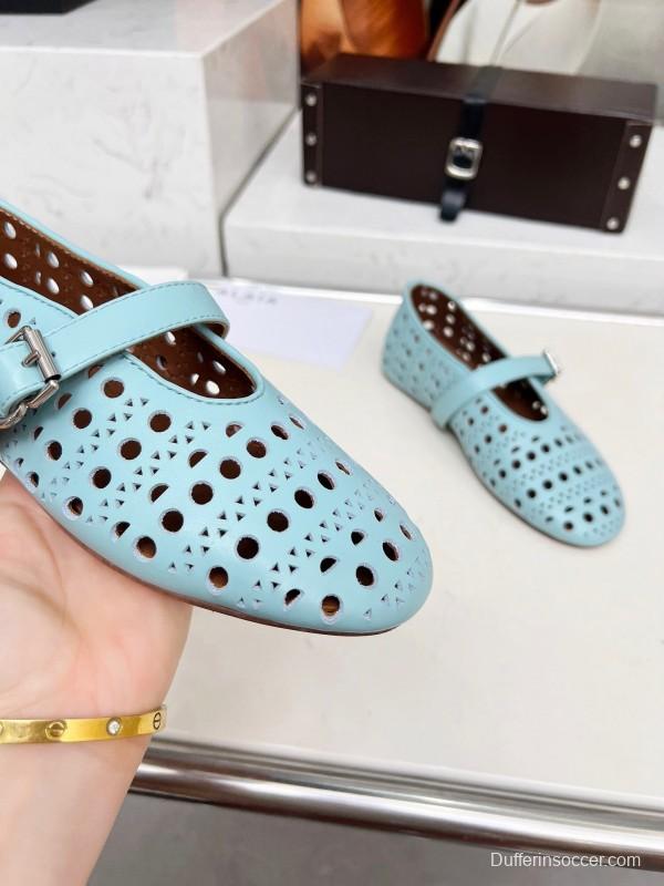 Alaia 2025/SS Perforated Ballet Flats - LY00320
