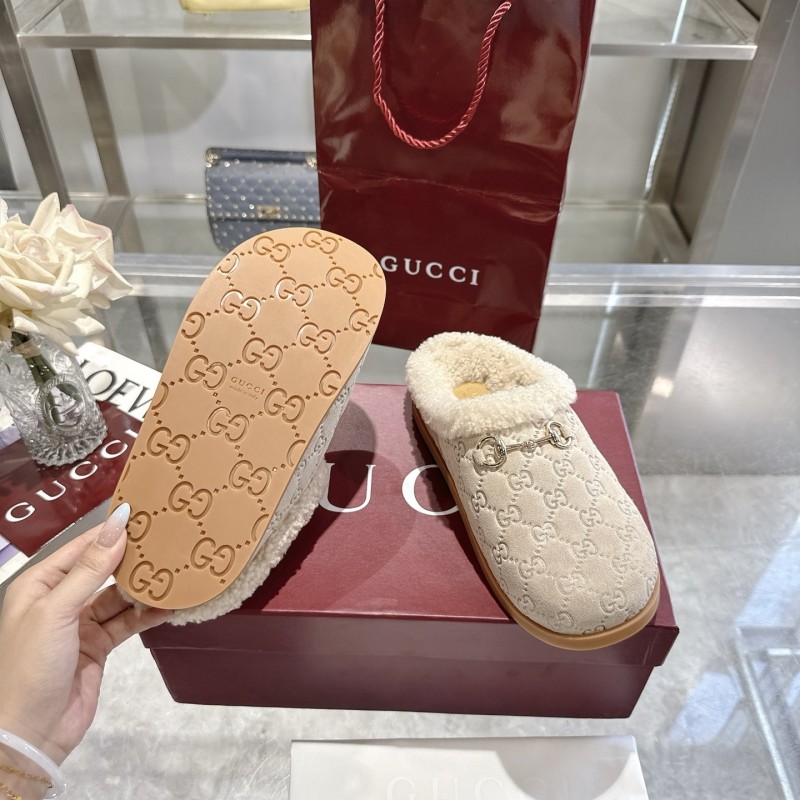 Gucci 2022/SS Women's Suede Leather Horsebit Wool Loafers - LY00260
