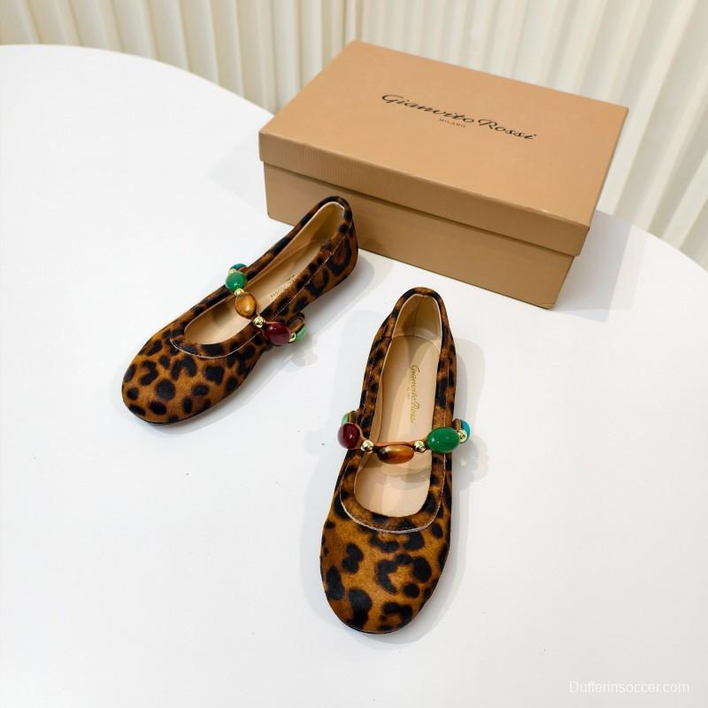 Gianvito Rossi Bohemian Style Turquoise Flat Ballet Shoes - LY00320