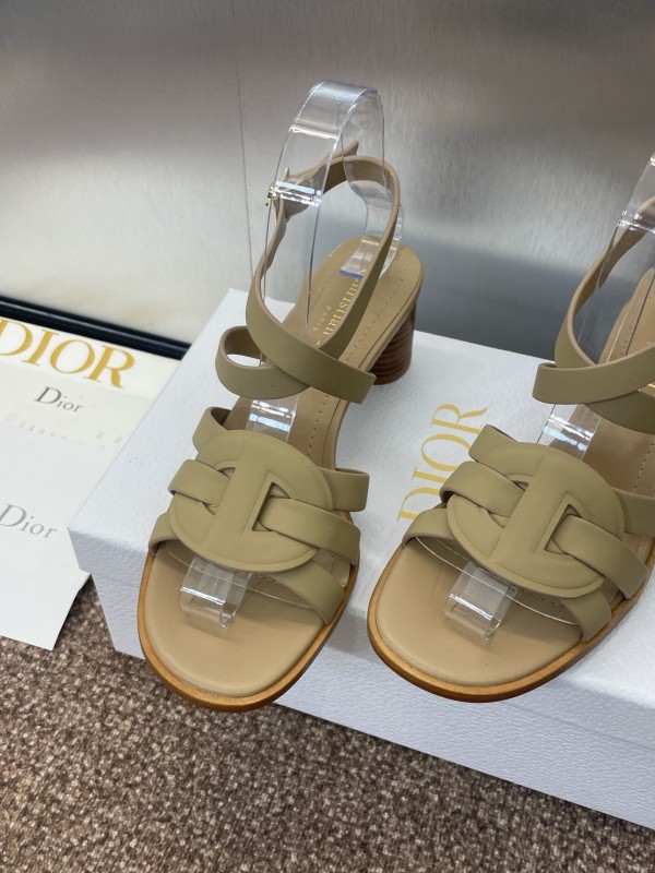 Dior D-Club Jelly Color Hollow Layered Cross Strap Mid Heel Women's Shoes - KFY00290