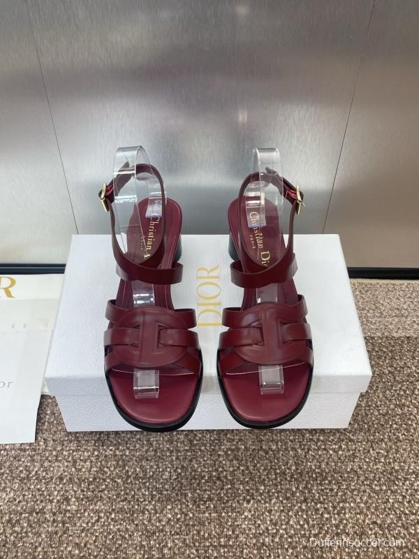 Dior D-Club Jelly Color Hollow Layered Cross Strap Mid Heel Women Shoes - KFY00290