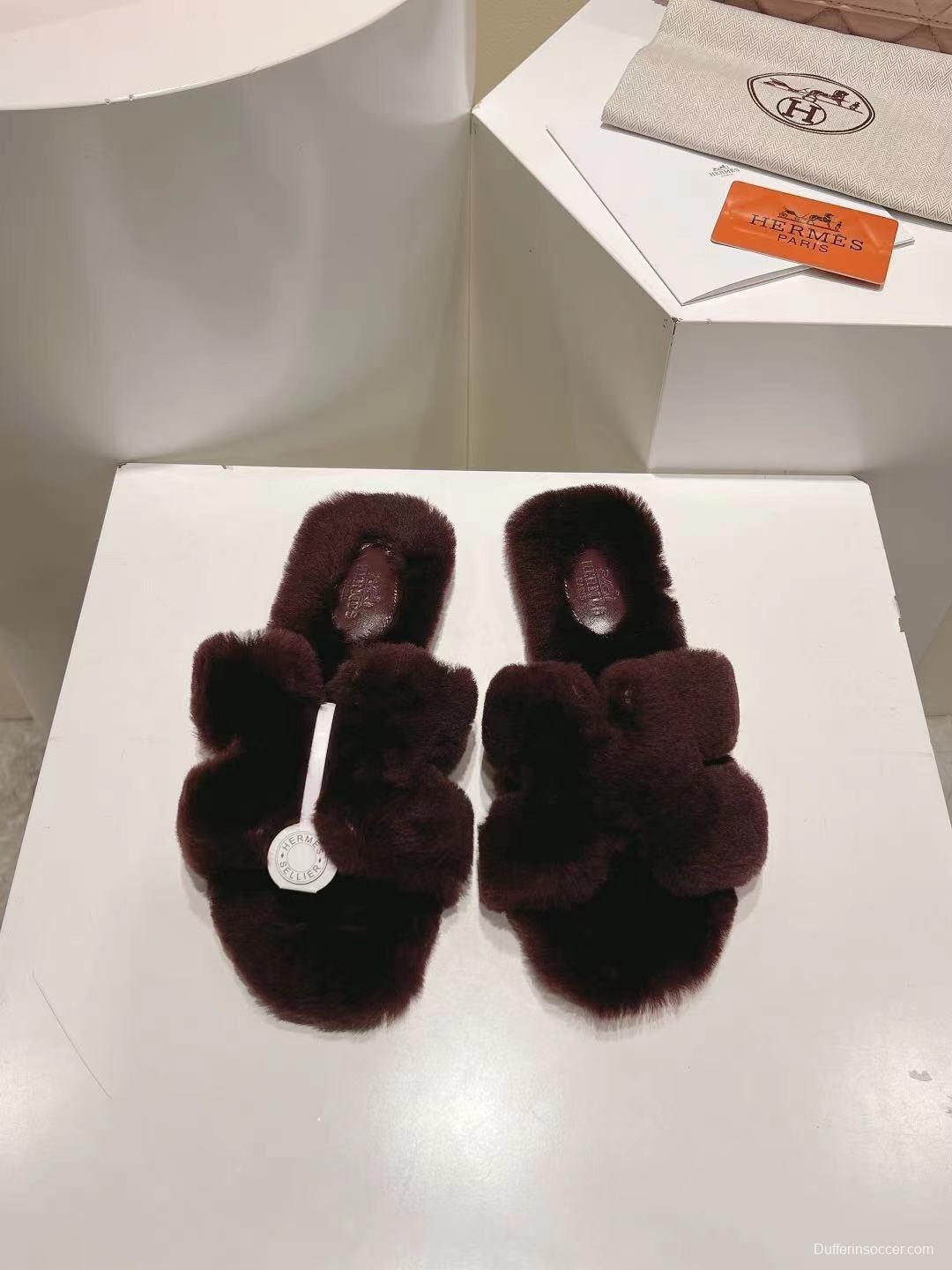 Hermès 2025 SS Love Flat Wool Slippers - LY00240