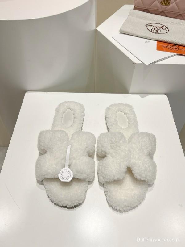 Hermès Teddy Wool Flat Slippers - LY00240