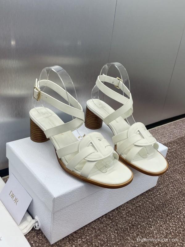 Dior D-Club Jelly Color Hollow Layered Cross Strap Mid Heel Women Shoes - KFY00290