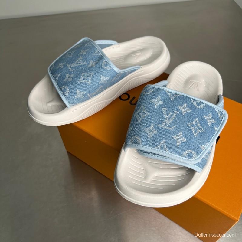 Louis Vuitton Miami Mule Slippers with Hook-and-Loop Strap - YC