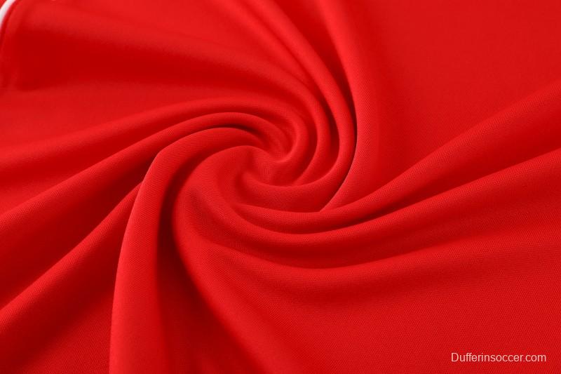 25/26  Adidas Red/White Full zipper Jacket Tracksuit+ long pants