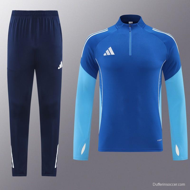 25/26  Adidas Royal Blue/Sky Blue Full zipper Jacket Tracksuit+ long pants