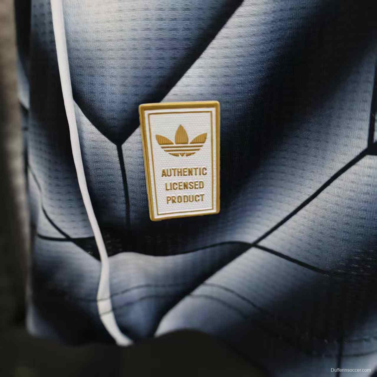 Player Version  1988/89 Real Madrid Third Navy Blue with 3D Geometric Chevron Pattern Jersey