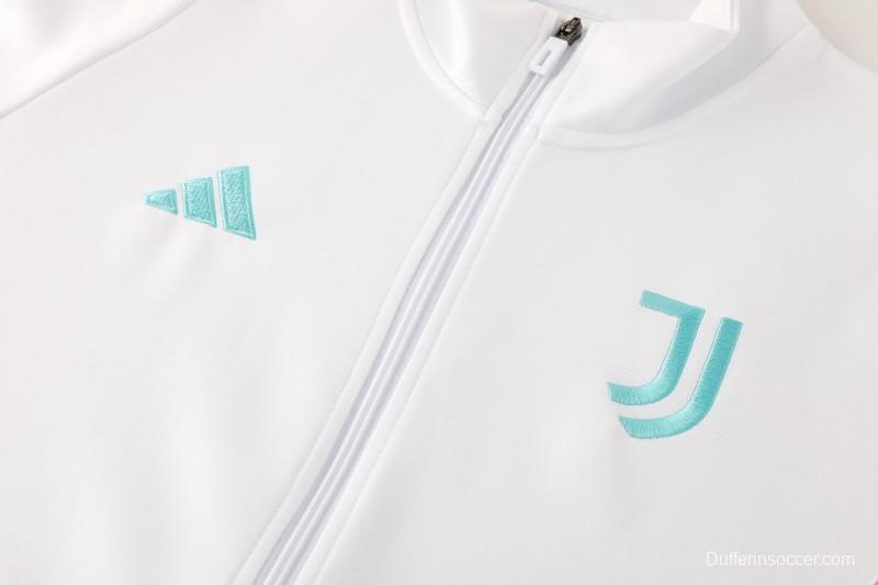 25/26  Juventus White  Full zipper Jacket Tracksuit+ long pants