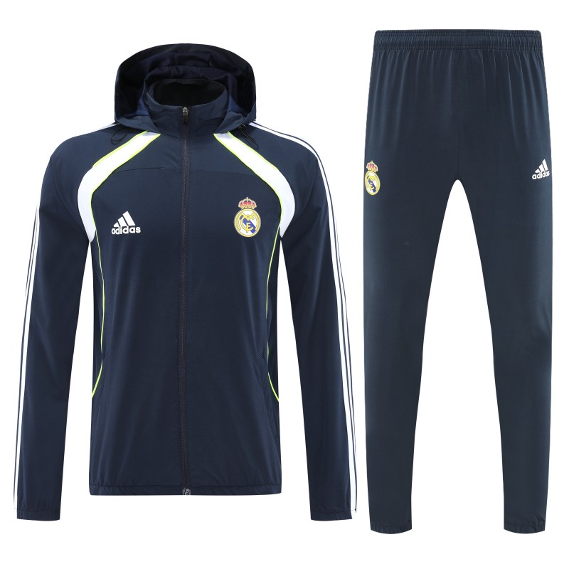 25/26 Real Madrid Navy Blue Full zipper Jacket Tracksuit+ long pants
