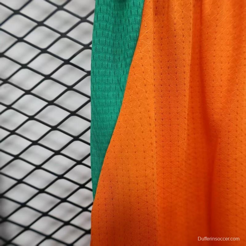 2026 Player Version Ivory Coast Orange with Green Side Panels Shorts