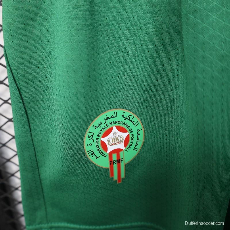 2026 Player Version Morocco Green with Red Side Panels Shorts