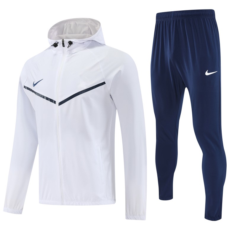 26/27 Nike White Full Zipper Hooded Jacket Tracksuit +Black Long Pants