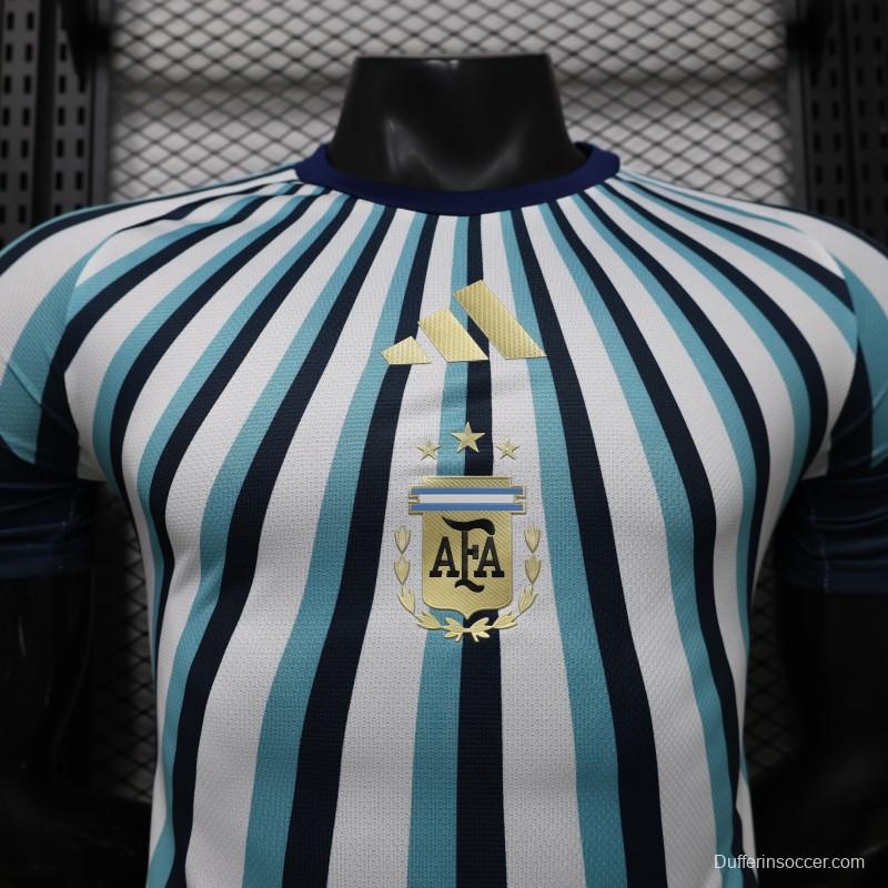 Player Version 2026 Argentina White Light Blue Dark Blue Radial Stripe Special Edition Jersey