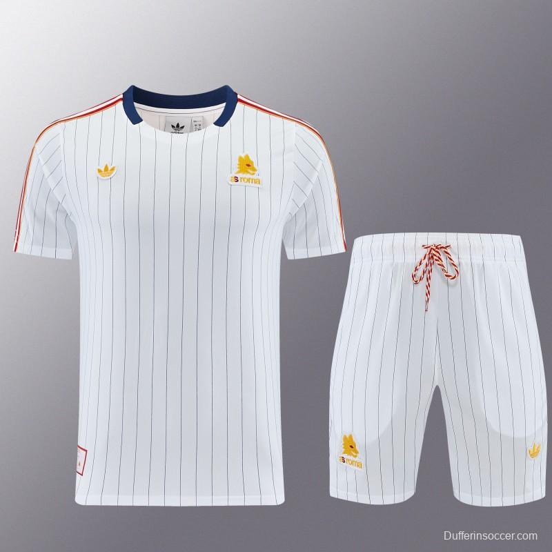 26/27 AS Roma White Short Sleeve+Soccer Shorts