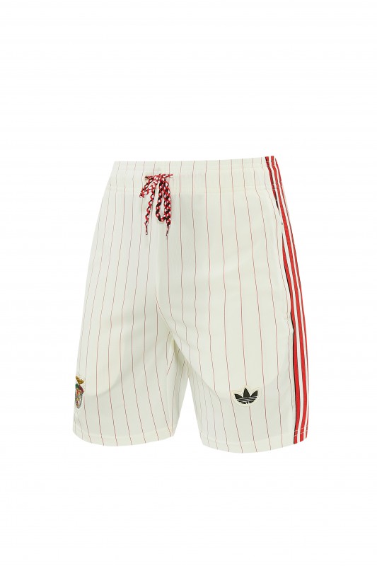 26/27 Benfica × Adidas Originals Off-White Pinstripe Short Sleeve+Soccer Shorts