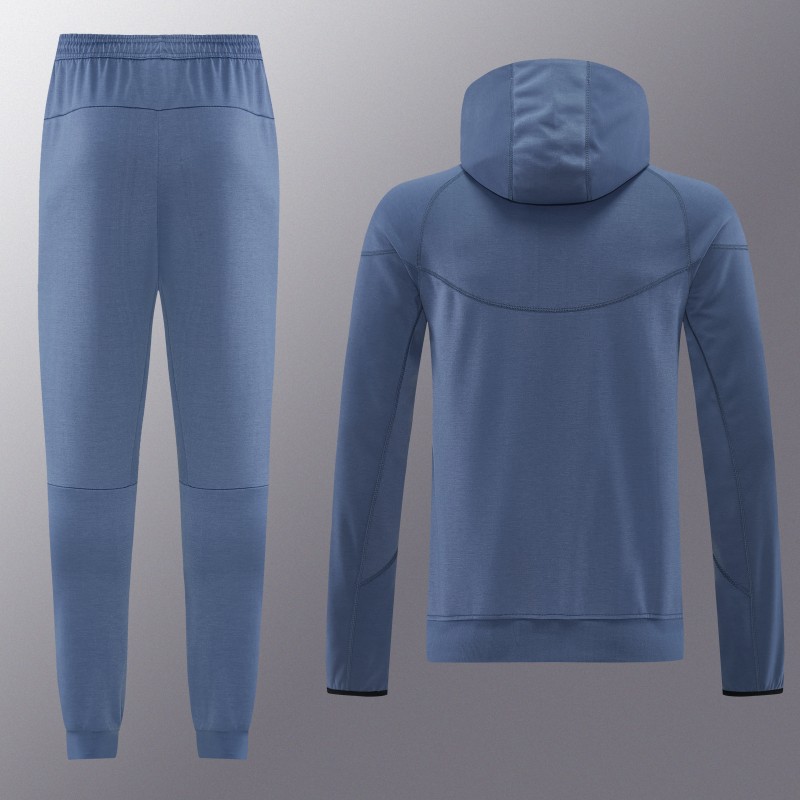 26/27  Paris Saint-Germain Steel Blue Full Zipper Hooded Jacket Tracksuit + Long Pants