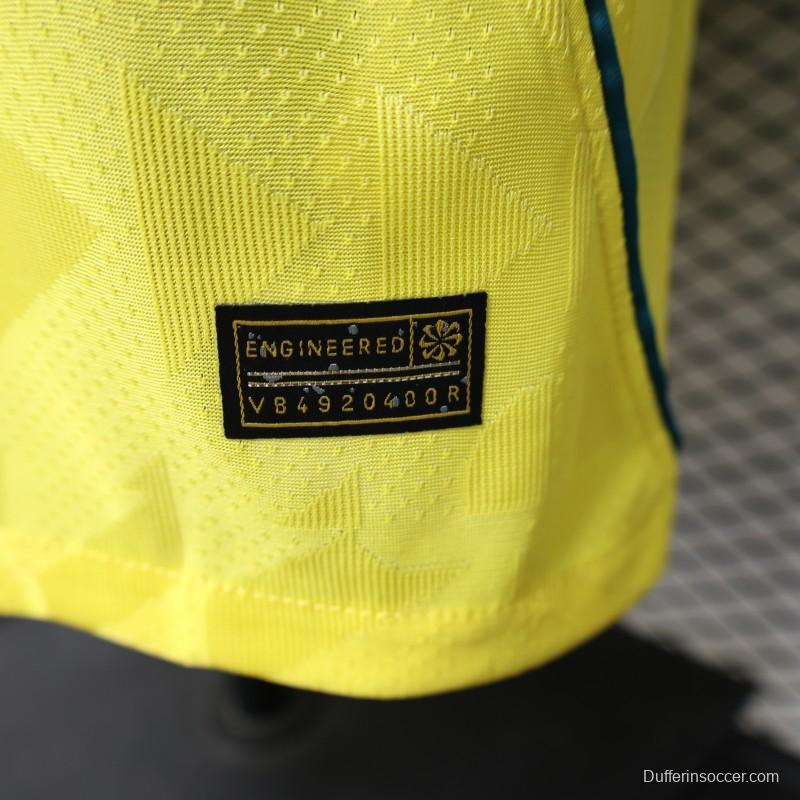 Player Version 2026 Brazil  Yellow with Geometric Pattern Home Long Sleeve Jersey