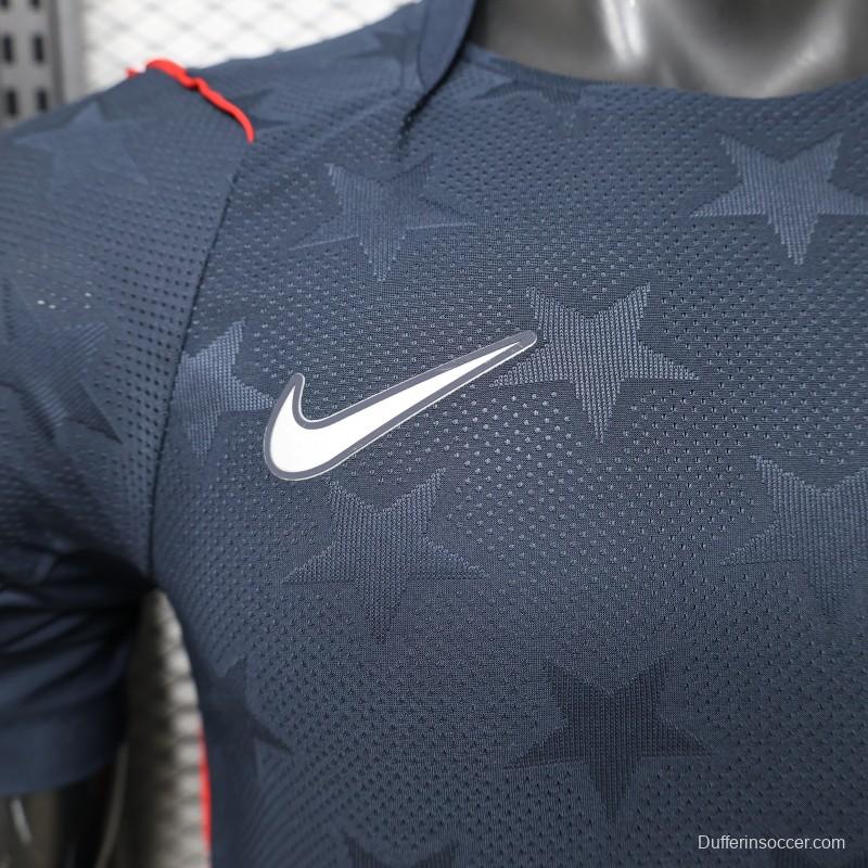 Player Version 2026 USA Navy Blue with All-Over Star Pattern Away Jersey
