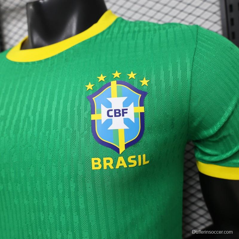 Player Version 2026 Brazil Green with Wave Texture Away Jersey
