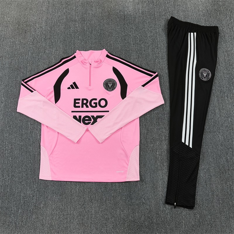 2026 Inter Miami CF Pink  Half Zipper Jacket Tracksuit + Black Long Pants