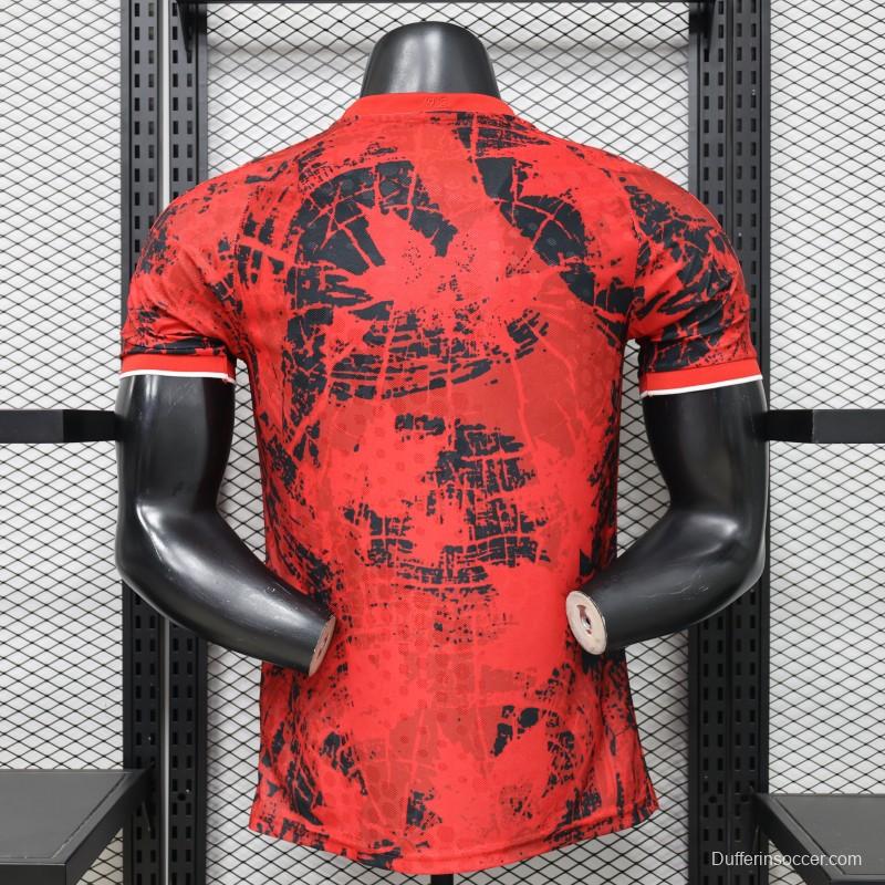 Player Version 2026 Canada National Team Red with Black Grunge Print Home Jersey