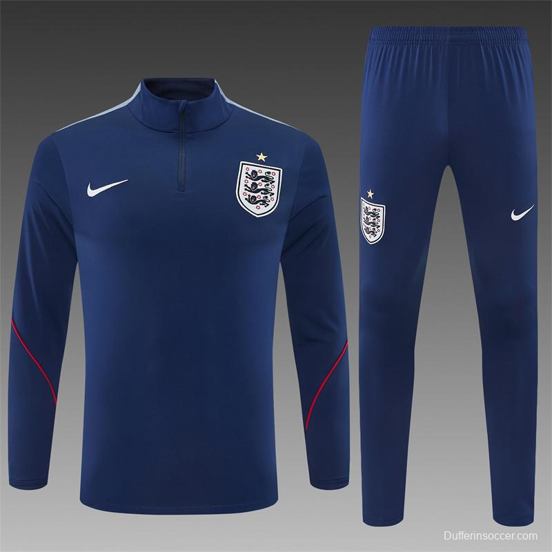 2026 England Navy Blue  Half Zipper Jacket Tracksuit + Long Pants (Nike)
