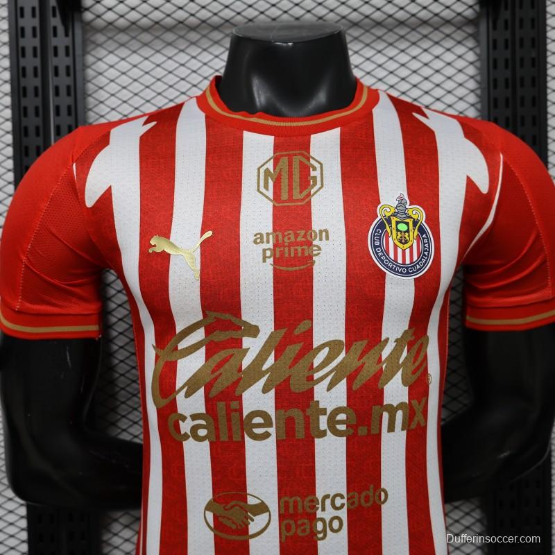 Player Version 26/27 Chivas de Guadalajara Red & White Stripes Home Jersey