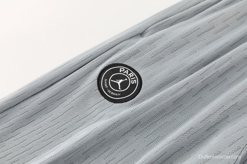 2026/27 Paris Saint-Germain White  Half Zipper Jacket Tracksuit + Light Grey Long Pants