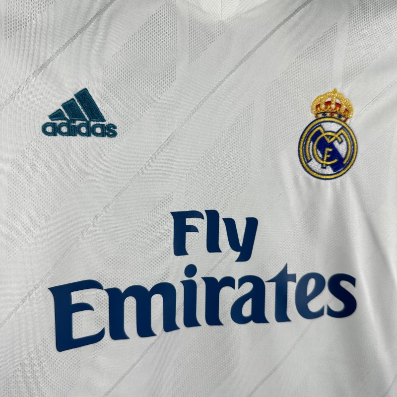 Retro Kids 17/18 Real Madrid Home Long Sleeve Jersey