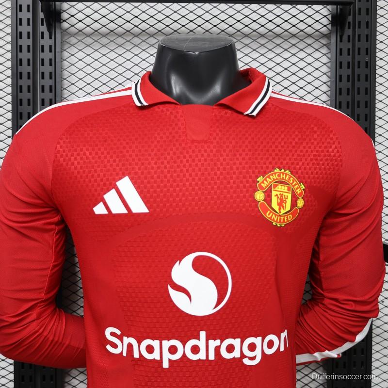Player Version 26/27 Manchester United Red Polo Collar  Long Sleeve Jersey