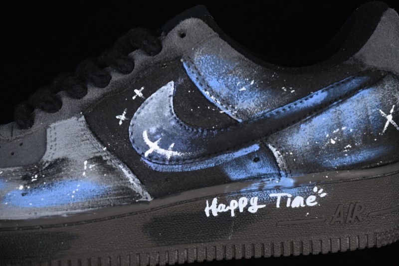 Nike Air Force 1 '07 Low Night Spark Hand-Painted Sneakers with Starry Gradient Design - DO6730-101