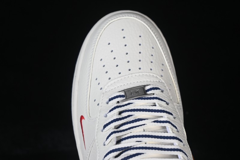 Nike Air Force 1 '07 Low Casual Sneakers with Cream White Brown Red Colorway - NH0601-541