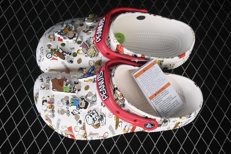 Crocs Peanuts x Classic Clog EVA Casual Slide Sandals with Graphic Print - White Multi Snoopy