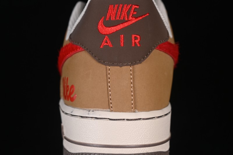 Nike Air Force 1 '07 Low Year of the Horse Limited Edition Warm Brown and Vermilion Casual Sneakers - NH0601-516
