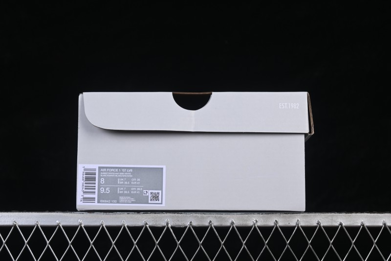 Nike Air Force 1 '07 Low White Grey Embroidery Casual Skateboard Shoes - IB6842-100