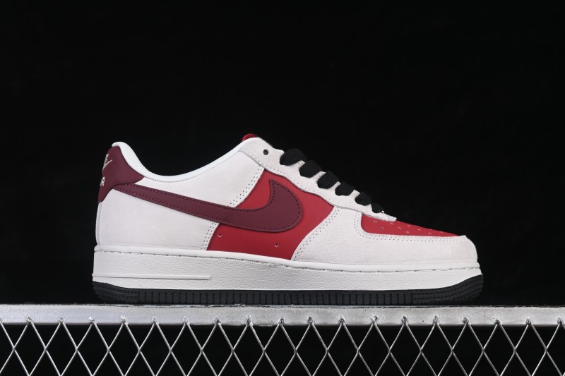 Nike Air Force 1 '07 Low Red and White Contrast Color Blocking Casual Sneakers - JP2026-138