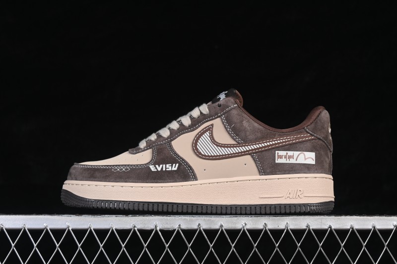 Nike Air Force 1 '07 Low Casual Sneakers in Brown and Light Khaki - KL1688-001