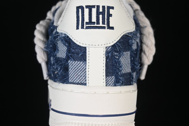 Nike Air Force 1 '07 Low Hand-Painted Ace Denim Skateboarding Shoes - FB0607-909