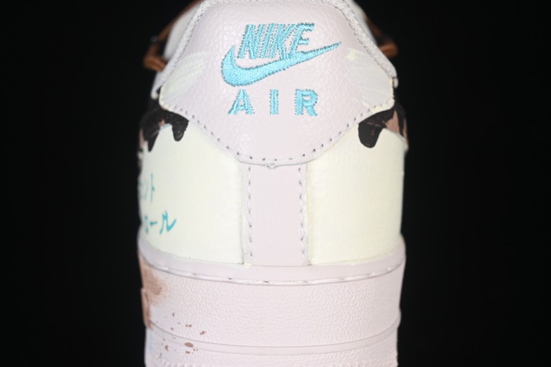 Nike Air Force 1 '07 Low Hand-Drawn Doodle Sneakers with Mint Lime Accents - DZ1382-121